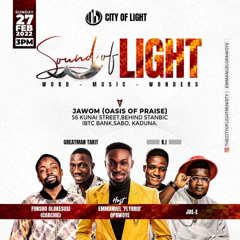 Kaduna Brace Up For "Sound Of Light" Featuring Music, The Word & Wonders This February 27th