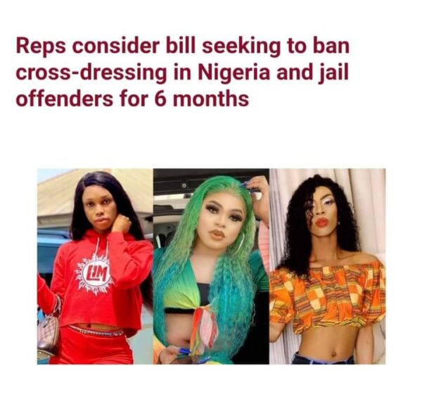 Reps Consider Bill To Jail All Cross-dressers In Nigeria