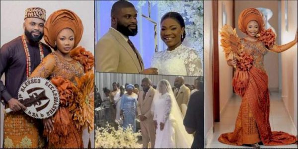 Mercy Chinwo stunning photos as she concludes white wedding (Video)