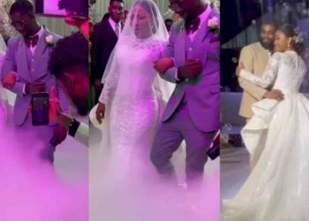 Emotional moment Mercy Chinwo tears up as she walks down the aisle (Video)