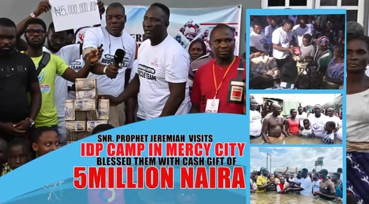 News: Meet Nigerian Prophet, Jeremiah Omoto Fufeyin who runs an IDP camp for flood victims, release five million naira donation (Watch Video)