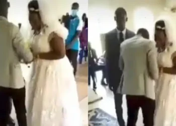 Ent.News: “Na she know wetin her eyes don see” – Drama as bride breaks down in uncontrollable tears during wedding (Video)