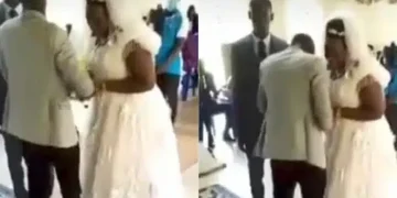 Ent.News: “Na she know wetin her eyes don see” – Drama as bride breaks down in uncontrollable tears during wedding (Video)