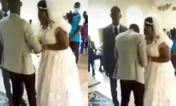 Ent.News: “Na she know wetin her eyes don see” – Drama as bride breaks down in uncontrollable tears during wedding (Video)