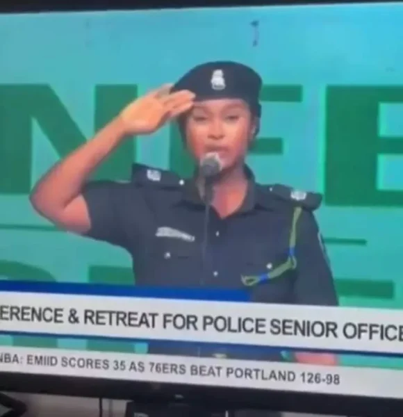 News: Policewoman goes viral over inability to correctly recite the National Anthem (video)