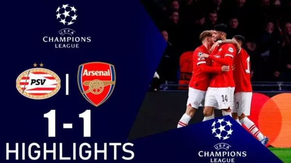 Sports: PSV Eindhoven 1 – 1 Arsenal (Dec-12-2023) Champions League Highlights